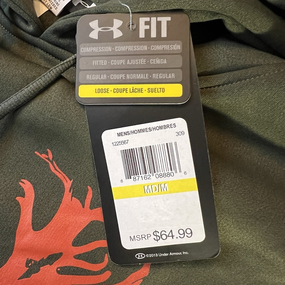 Under Armour Olive Green Hoodie with Orange Logo - Picture 4 of 8